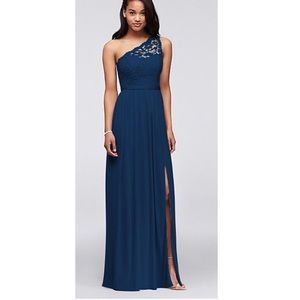 Long One Shoulder Lace Bridesmaid Dress